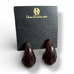 NWT House of Harlow 1960 Dark Amber Resin Teardrop earrings